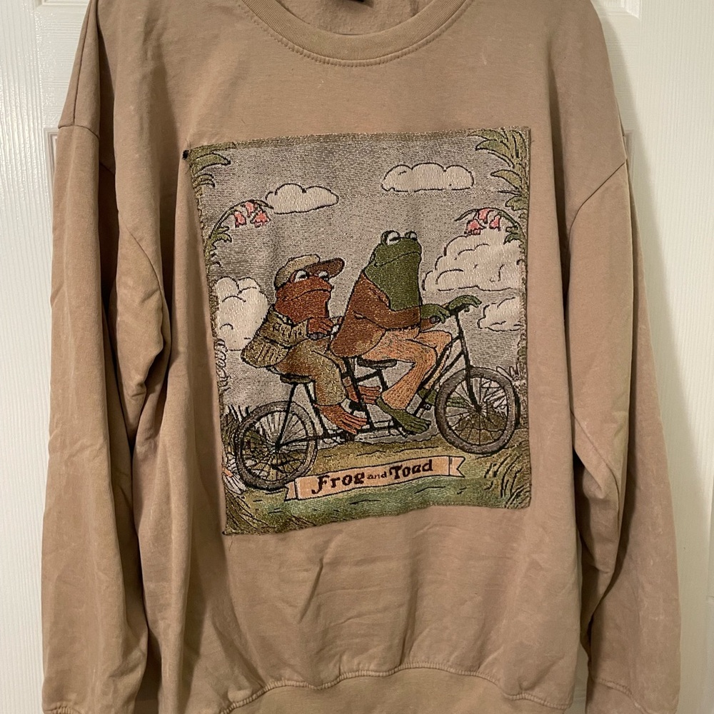 Tan Frog and Toad Graphic Sweater